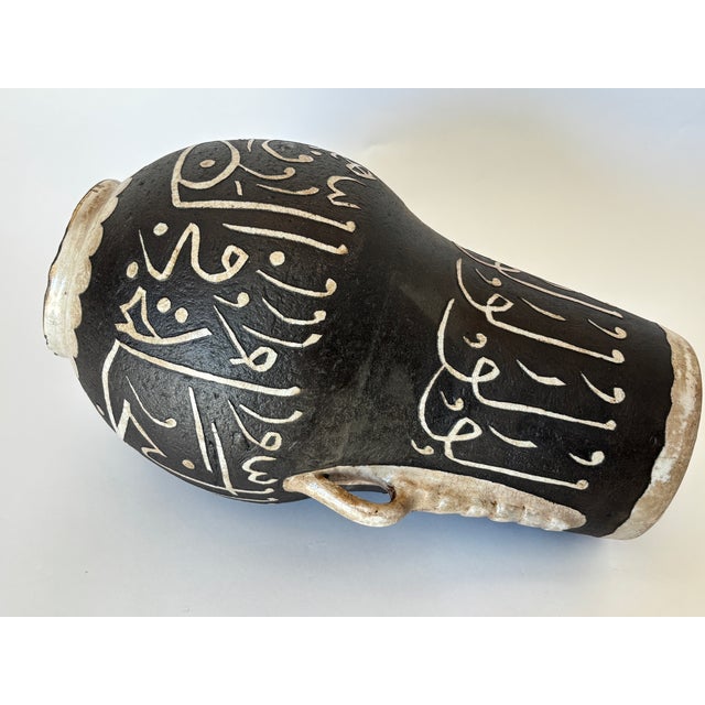Antique Moroccan Fez Hand-Carved Ceramic Vase With Arabic Calligraphy For Sale - Image 15 of 16
