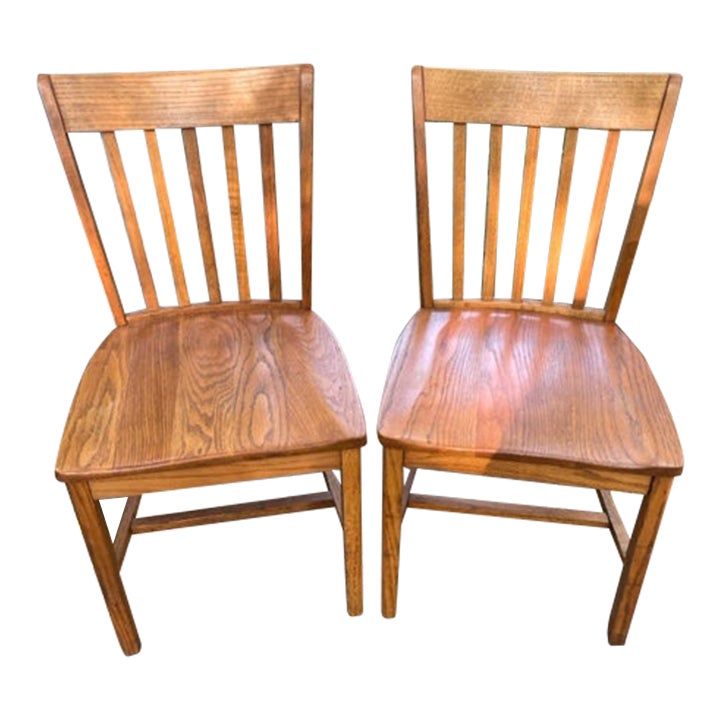 Mid 20th Century Oak Office Chairs Set of 2 Chairish