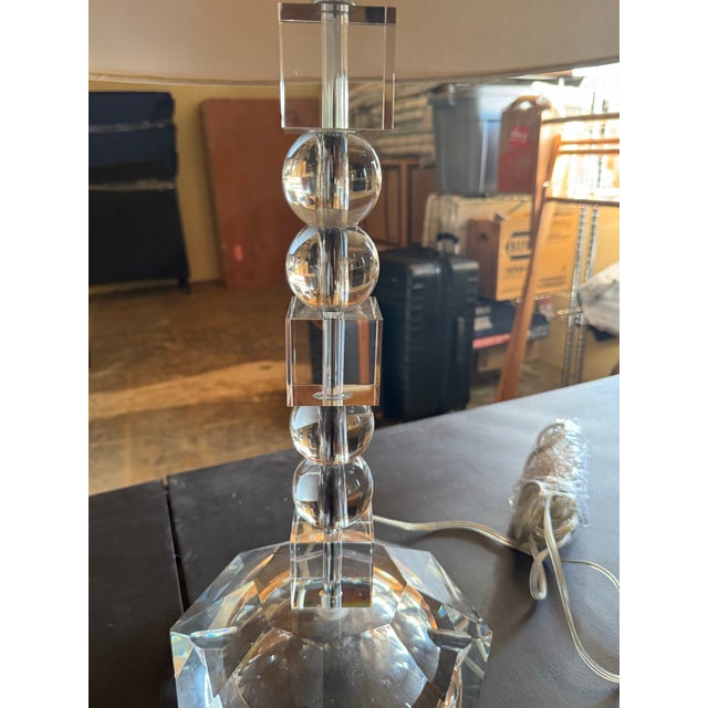 Plastic Vintage Excelsior Lucite Geometric Table Lamp For Sale - Image 7 of 8