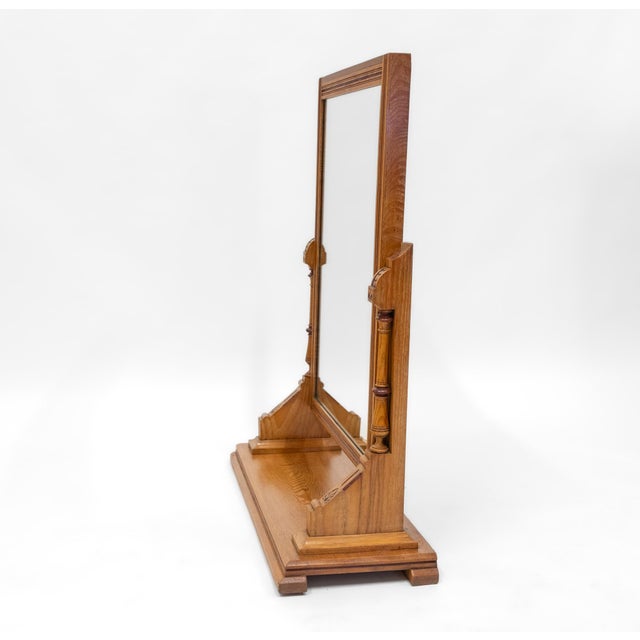 Wood 19th Century Gothic Revival Ash & Painted Dressing Table Vanity Mirror For Sale - Image 7 of 14