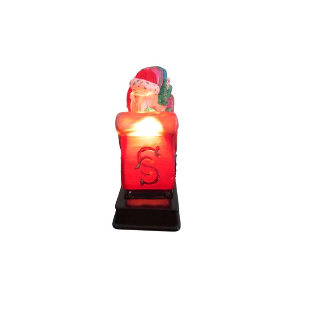 Glass 1990s Old World Christmas Santa in Sleigh Lamp 10th Anniversary Edition Hand Painted Retired For Sale - Image 7 of 12