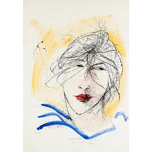 Woman's Face is an original Hand-colored lithography artwork realized by Mario Ceriacca. Hand-signed. Good conditions...