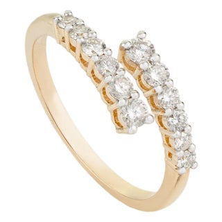14k Yellow Gold Open Diamond Open Bypass Modern Ring Size 5 For Sale