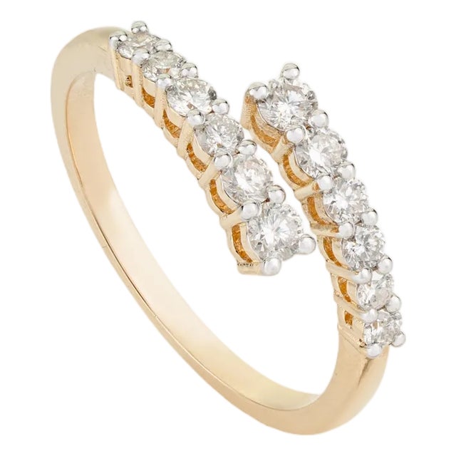 14k Yellow Gold Open Diamond Open Bypass Modern Ring Size 5 For Sale