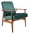 Vintage Armchair in Green Bottle Velvet & Teak, 1970s For Sale
