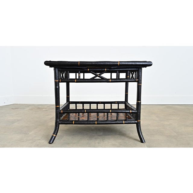 Late 19th Century English Faux Bamboo Low Table with Recent Paint & Decoupage For Sale In Baton Rouge - Image 6 of 11
