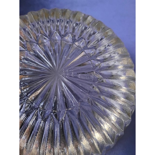 1960s Art Deco Pressed Glass and Silver Rim With Ice Bucket Coasters Pinch Bowl and French Claw Ice Tongs - 5 Piece Bar Set For Sale - Image 9 of 17
