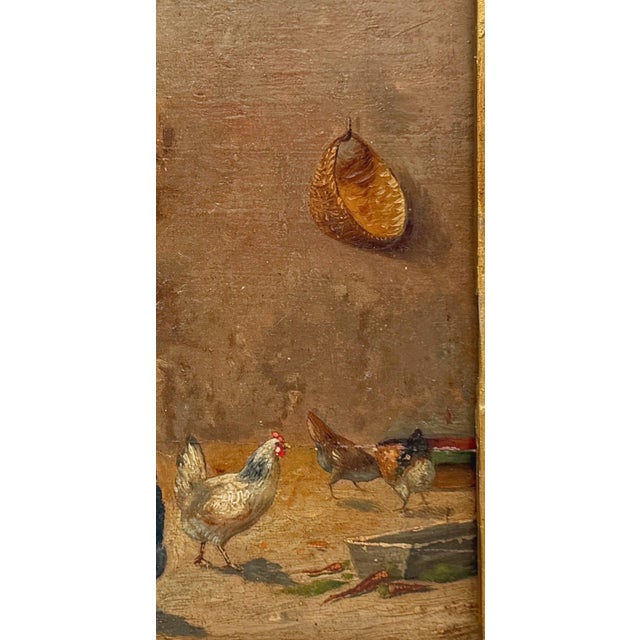 Jules Depierre French Farmyard Scene with Chickens, Oil on Panel, Late 19th Century For Sale In West Palm - Image 6 of 11