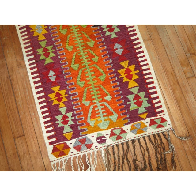 Hollywood Regency Colorful Turkish Kilim, 2'4'' X 3'7'' For Sale - Image 3 of 4