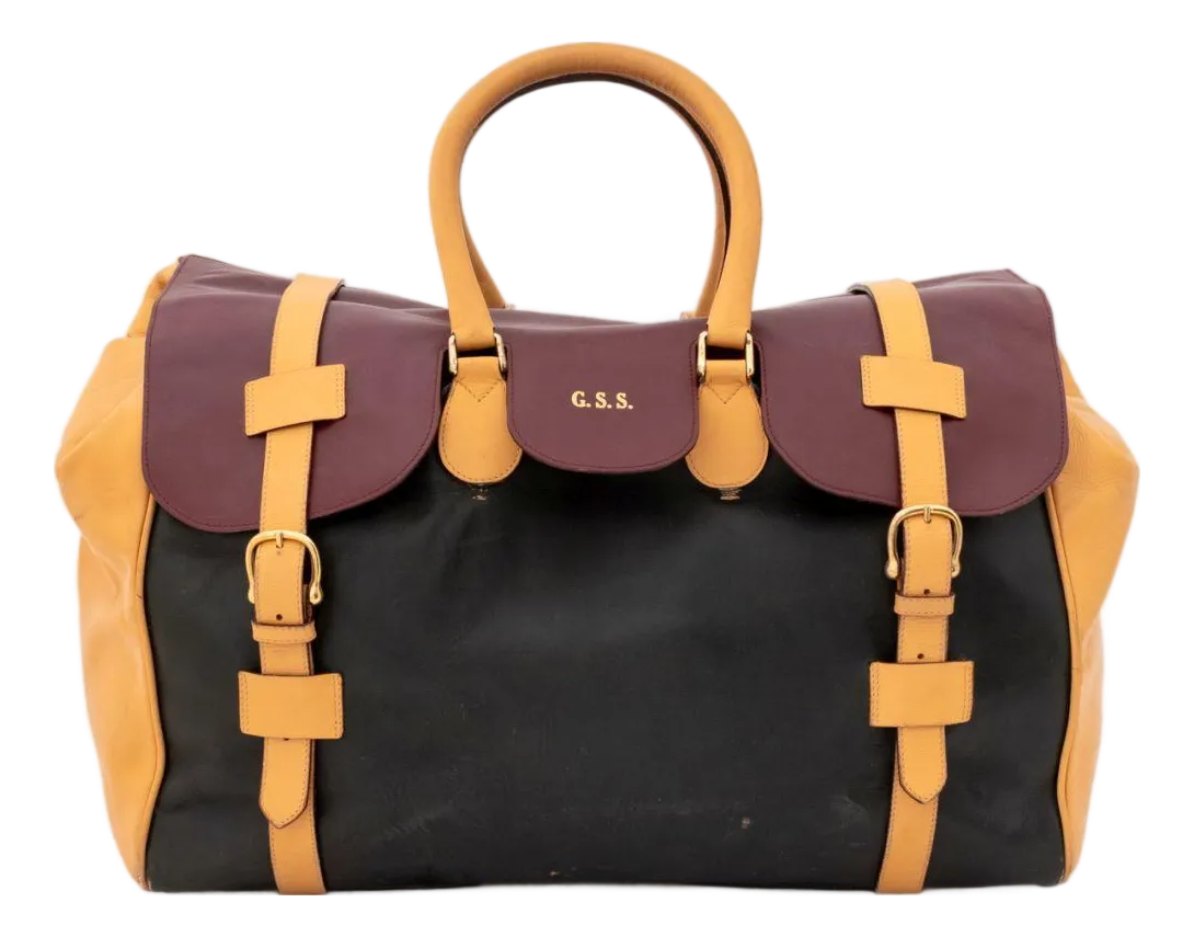 バッグ Giorgio Armani Boston bag travel Giorgio Armani Color Block Leather Travel Bag | Chairish