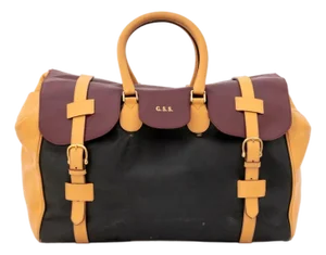 Giorgio Armani Color Block Leather Travel Bag