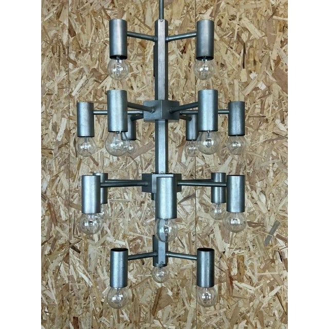 Large Chrome & Metal Chandelier Pendant Lamp For Sale - Image 12 of 14