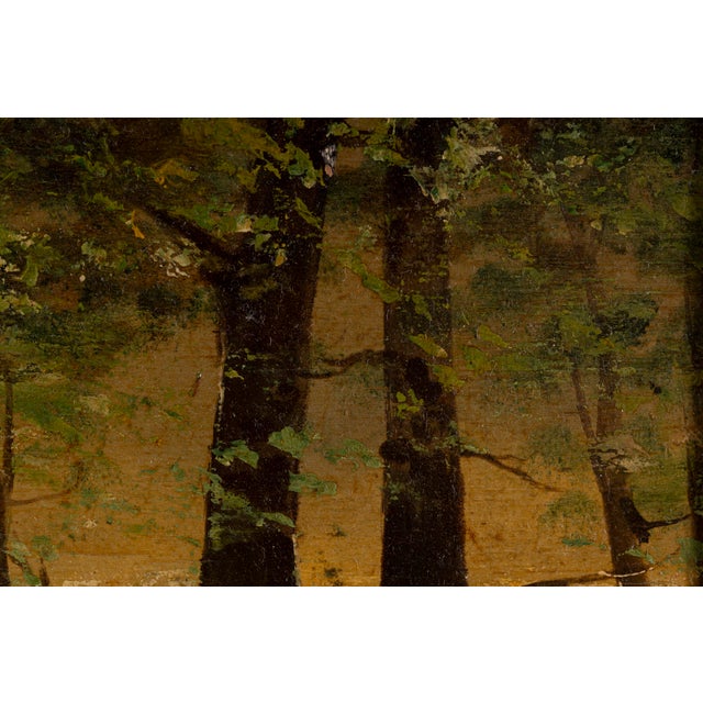 L. Delleani, Forest Interior with Sunlit Clearing, Oil on Panel For Sale - Image 6 of 17
