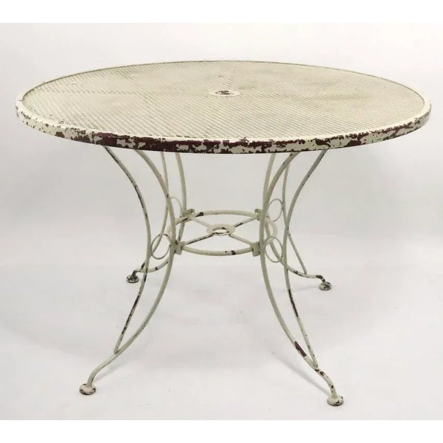 Metal Wrought Iron Patio Garden Table Attributed to Woodard. For Sale - Image 7 of 7