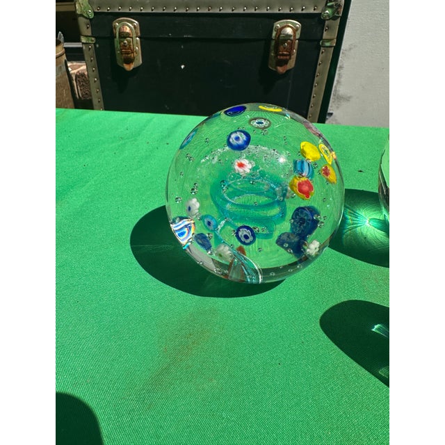 Abstract Trio of Glass Colorful Nautical Style Paperweights For Sale - Image 3 of 7