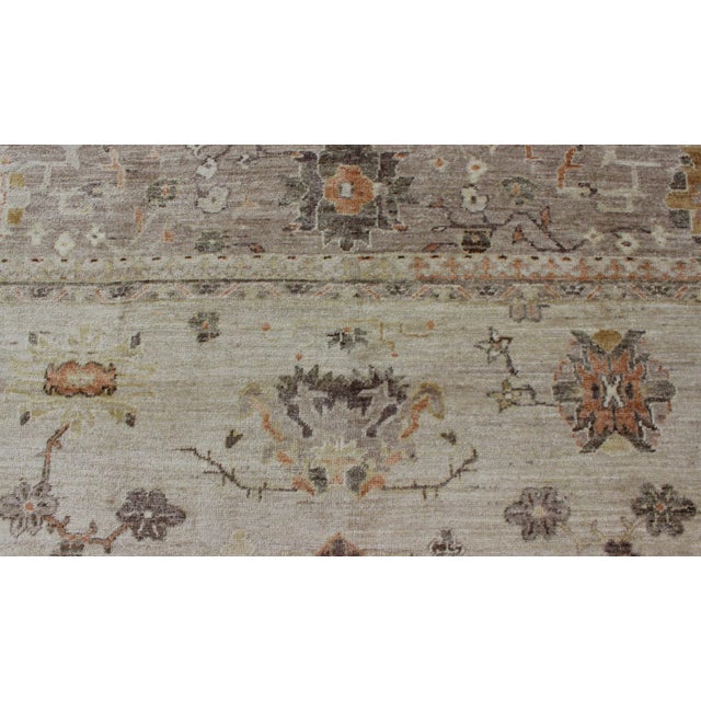 Keivan Woven Arts Large Angora Turkish Oushak Rug With Floral Motifs in Neutral Tones For Sale In Atlanta - Image 6 of 11