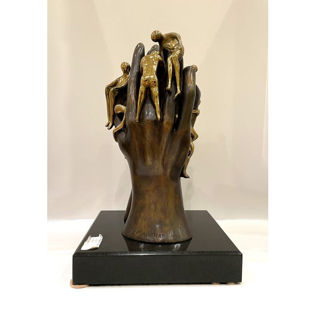 Abstract Late 20th Century Signed Arthur Marshak, "With These Hands", Bronze Sculpture For Sale - Image 3 of 8