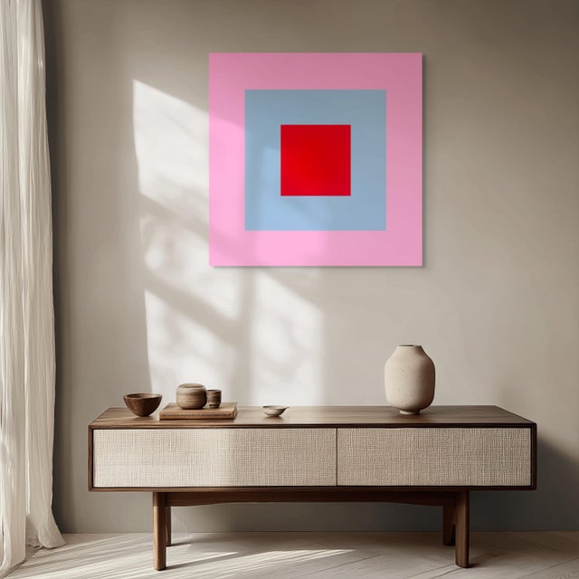 Brent Hallard Contemporary Abstract Acrylic on Stretched Canvas Painting "Orb (Pink and Blue)" by Brent Hallard For Sale - Image 4 of 4