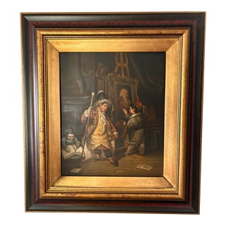 Framed Oil on Board "Boy Painting a Portrait", Mid-20th Century For Sale