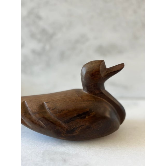 Mid 20th Century Vintage Hand Carved Wood Duck Figure For Sale - Image 5 of 9