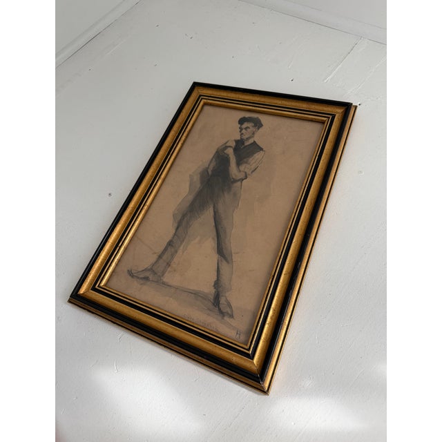 Charcoal and watercolor on paper board circa 1920-1940, signed by listed artist Clare Shenehon Boyd. Boyd (1895–1986) was...