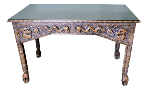Long Chinoiserie Carved Console Table
