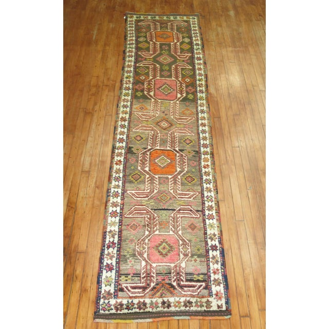 Mid 20th Century Zabihi Collection Tribal Turkish Anatolian Runner - 2'8" x 12'4" For Sale In New York - Image 6 of 6