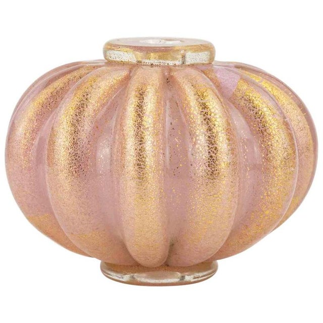 1950s Vintage Gold Leaf Glass Vase attributed to Barovier and Toso, 1950s For Sale - Image 5 of 5