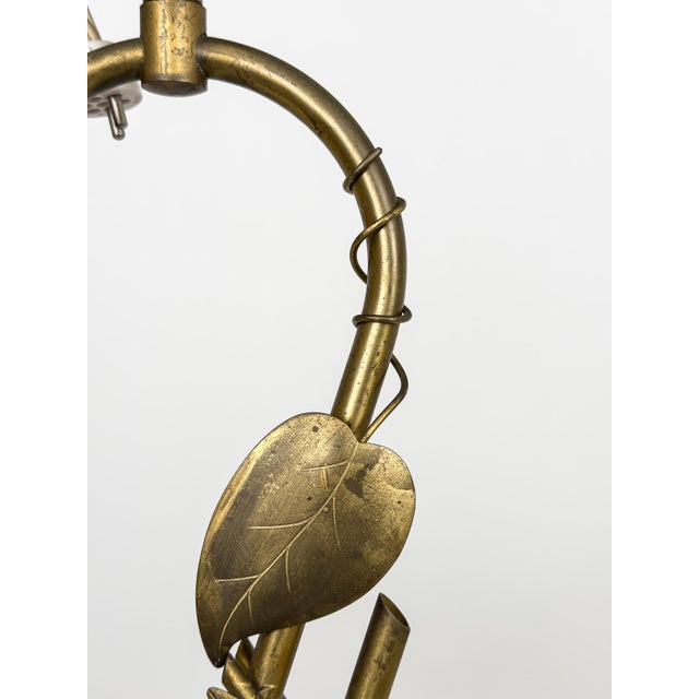 1950s Swedish Modern Brass Pendant Lamps with Organic Leaf Motif, 1950, Set of 2 For Sale - Image 5 of 8