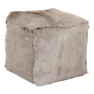 Tibetan Light Grey Goat Fur Pouf For Sale