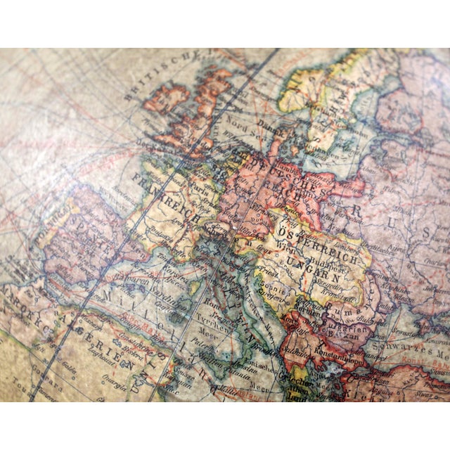 Paper Terrestrial Globe with World Map and Compass from Dietrich Reimers, Berlin, 1912 For Sale - Image 7 of 15