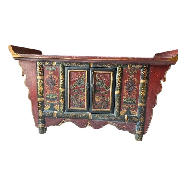 Antique Asian Hand Carving Tibetan Buffet Sideboard Table For Sale