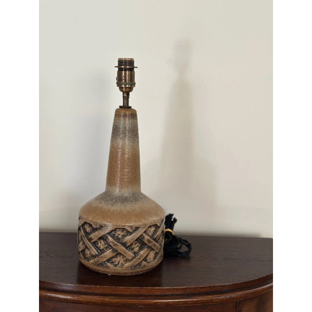 Modern Danish Blue and Brown Ceramic Table Lamp from Søholm, 1960s For Sale - Image 3 of 9