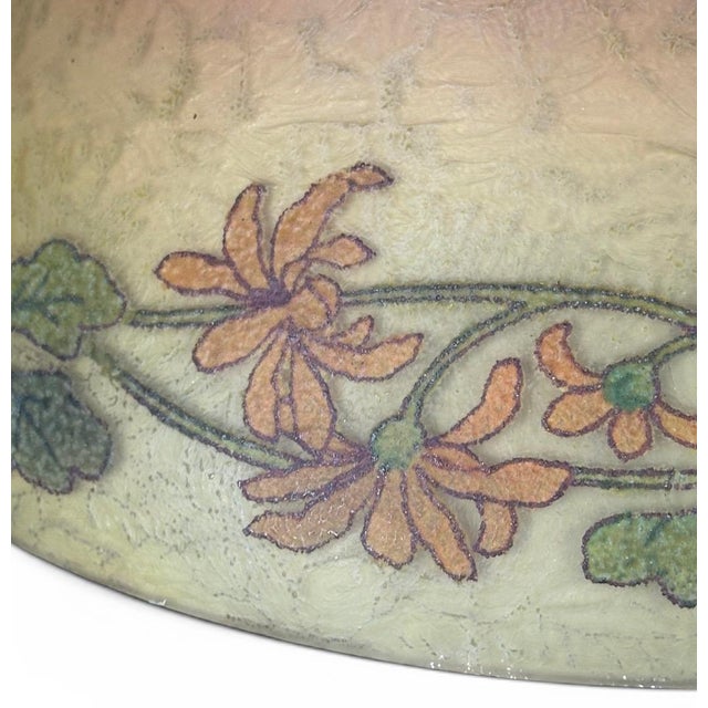 Metal Antique Handel Reverse Painted Glass Floral Boudoir Table Lamp For Sale - Image 7 of 15