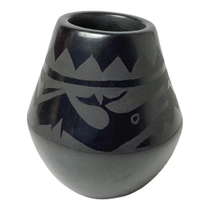 Native American Blackware Pot by Alfred Aguilar San Ildefonso Pueblo
