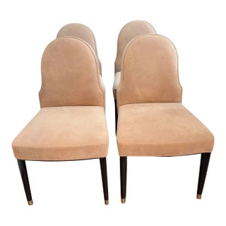 Ralph Lauren Suede Leather Carlyle Dining Chairs - Set of 4 For Sale