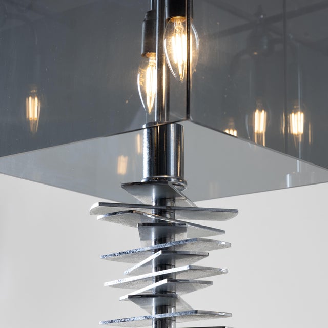 Metal Acrylic Glass Lamps with Steel Bases, 1970s, Set of 2 For Sale - Image 7 of 12