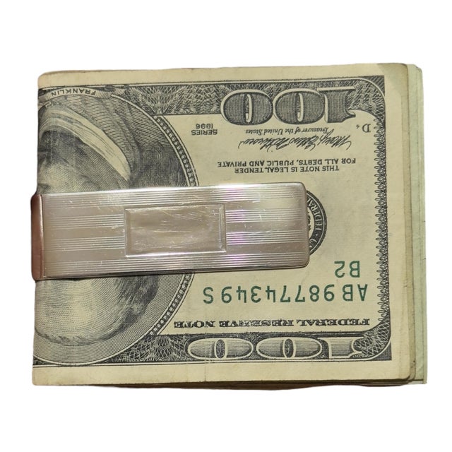 Tiffany and Co. Late 20th Century Tiffany & Co Etched Money Clip Sterling Silver Estate For Sale - Image 4 of 5