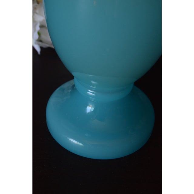 Vintage French Blue Opaline Crystal Vase With Gilt Bronze Rim For Sale - Image 4 of 4