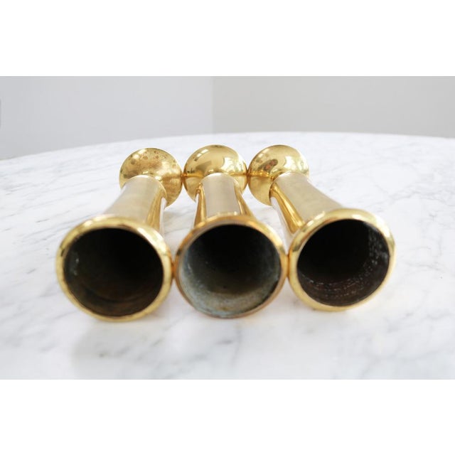 Gold Set of 3 Brass Candlesticks by Jens Quistgaard Dansk Design Denmark 1960s, Set of 3 For Sale - Image 8 of 11