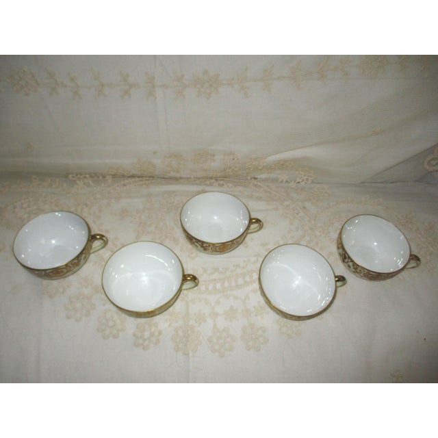 Noritake Antique Noritake Christmas Ball Teacups 22k Gold 16034 - Set of 5 For Sale - Image 4 of 6