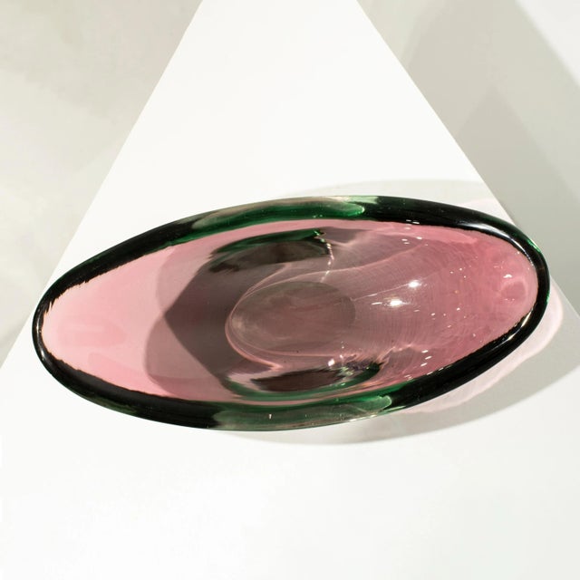 Green Hand-Crafted Pink Murano Center Piece, 1970 For Sale - Image 8 of 9
