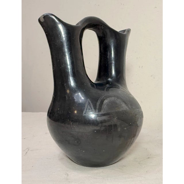 Ceramic 1960s Native American Faustina Gutierrez Santa Clara Pueblo Black Pottery Wedding Jar For Sale - Image 7 of 12