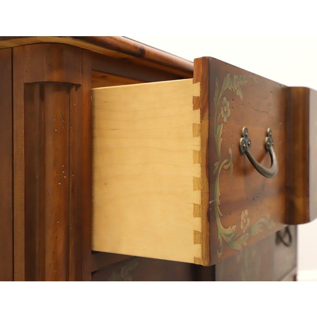 Pulaski French Country Pine Bachelor Chest With Painted Floral Motif