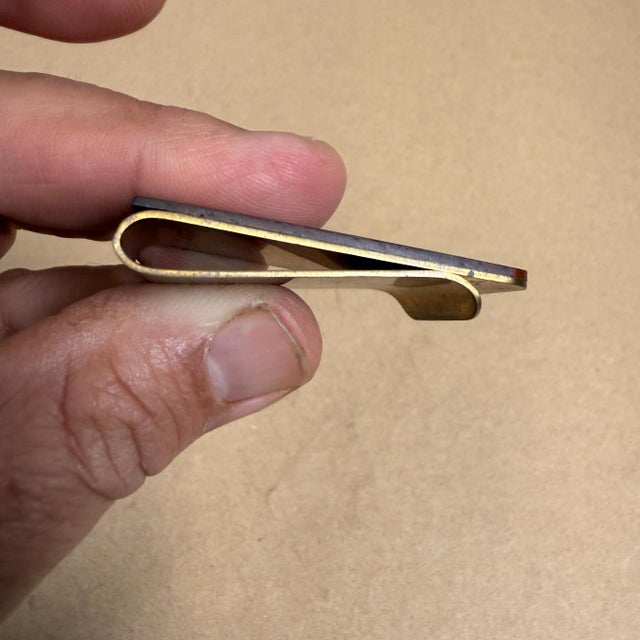 1970s Modernist Money Clip Wood and Brass For Sale - Image 4 of 6