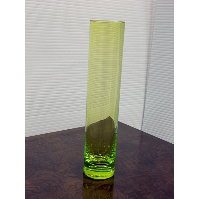 Cylindrical Lime Green Tall Vase For Sale - Image 4 of 12