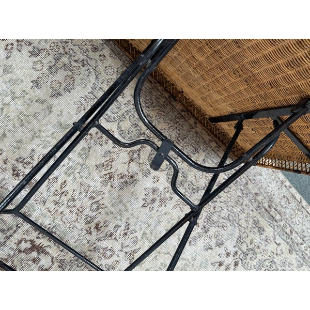 1950s Danny Ho Fong Folding Wicker Card Table, Outdoor For Sale - Image 5 of 12