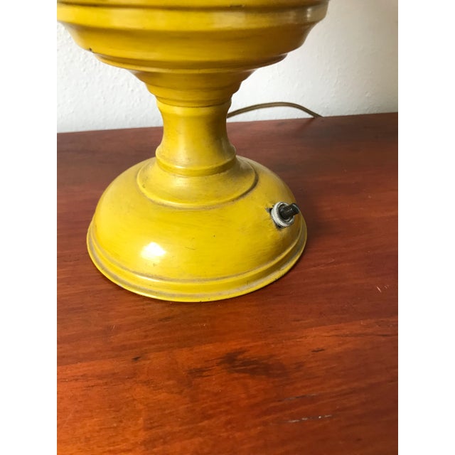 Yellow Vintage Hand Painted Converted Oil Lamp For Sale - Image 8 of 11