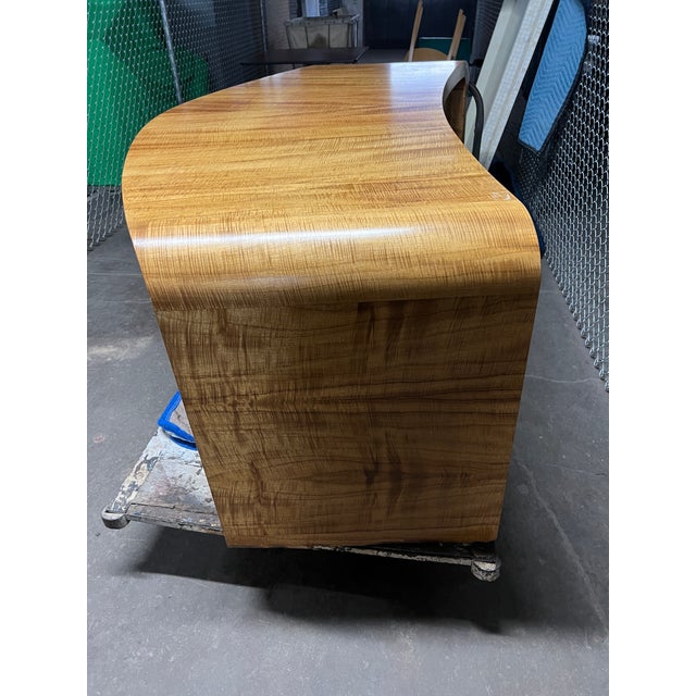 Wood 1970s Vladimir Kagan Curved Executive Desk With Exotic Wood Top and Waterfall Sides For Sale - Image 7 of 18