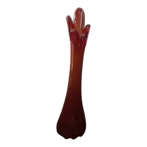 1970s Viking Persimmon Amberina 5 Petal Swung Vase
